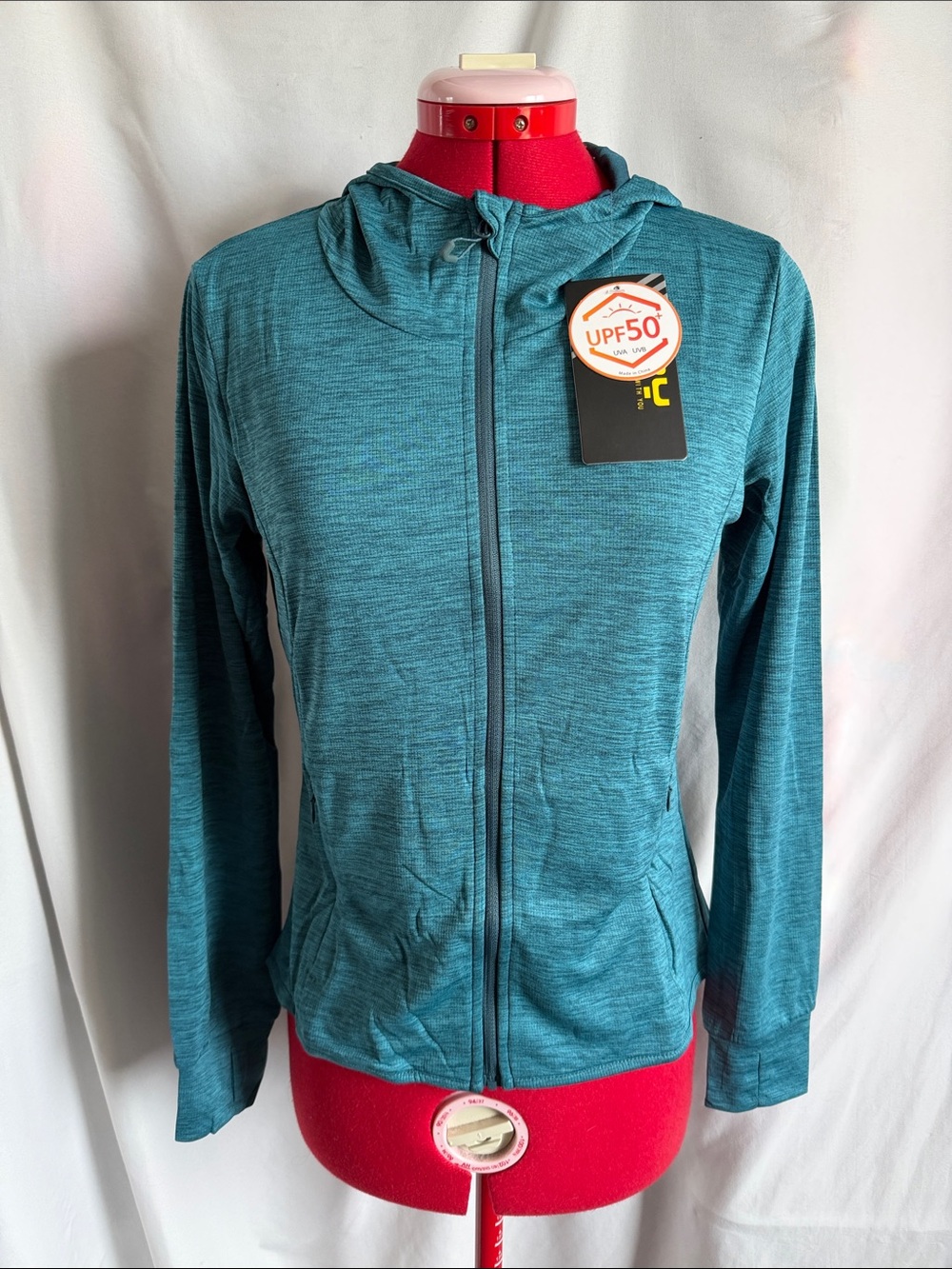 Women's Teal Full-Zip Utility Hoodie Jacket XS175